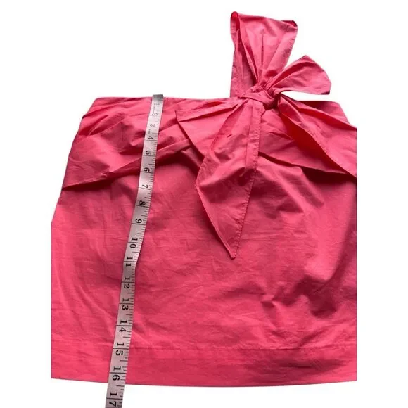J. Crew Coral Poplin One-Shoulder Bow Top Size M/8 - Picture 8 of 9